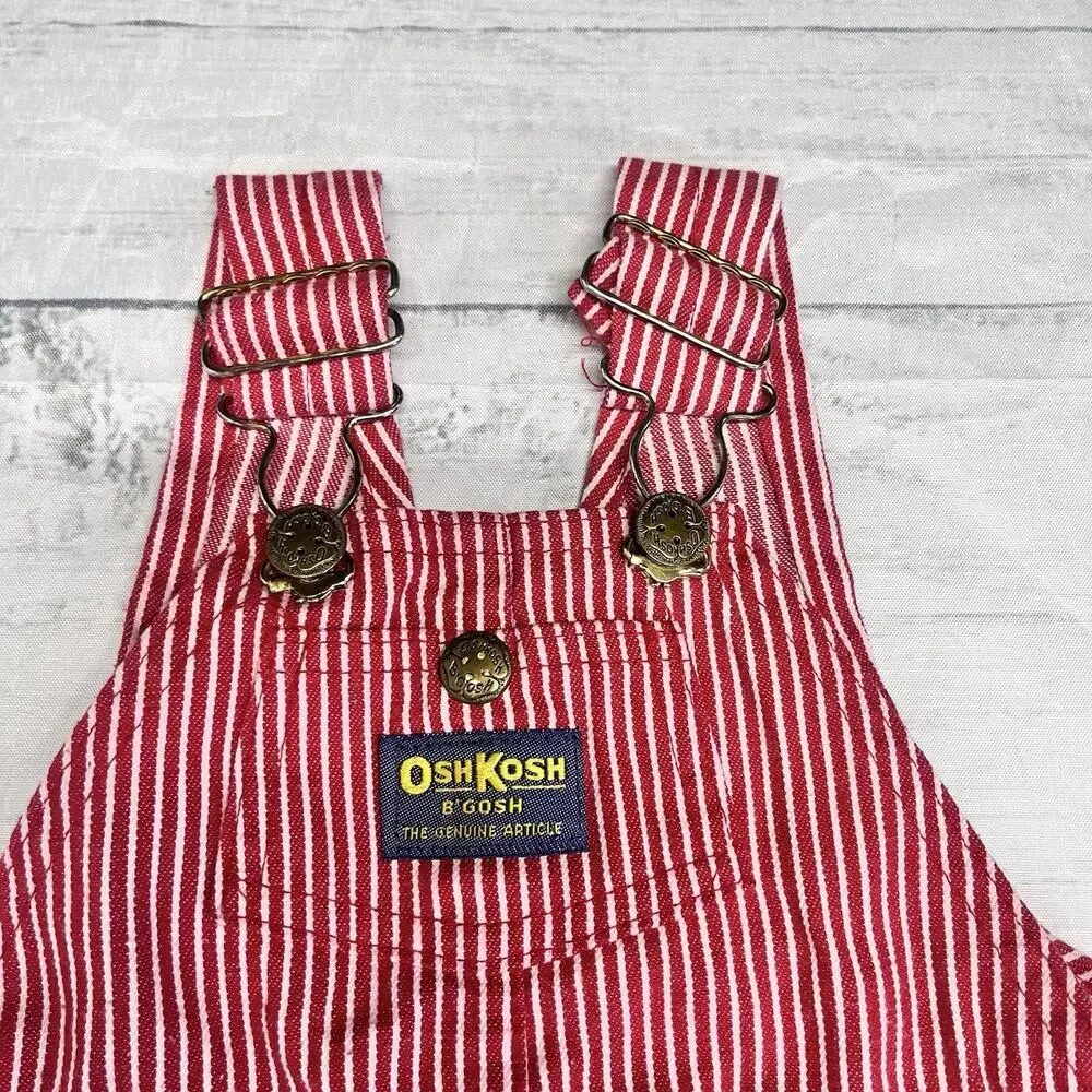 Vintage OshKosh B’gosh Vestbak Shortalls size 2T Made In USA Red Stripes 90's